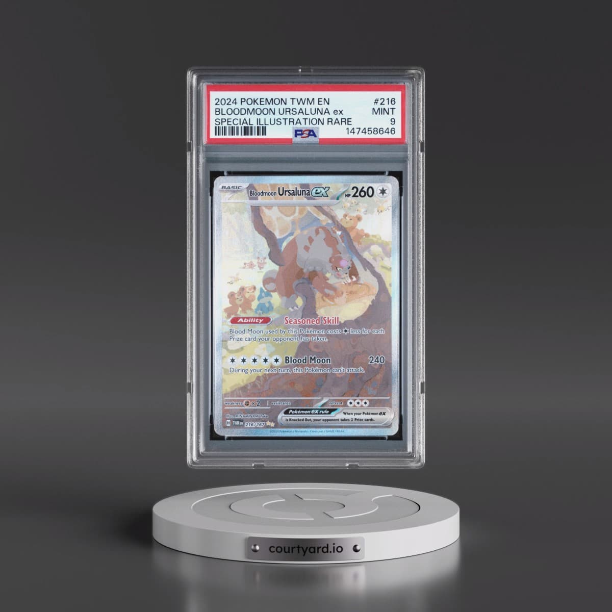 2024 Pokémon Twm EN-Twilight Masquerade #216 Bloodmoon Ursaluna EX - Holo Special Illustration Rare (PSA 9 MINT)
