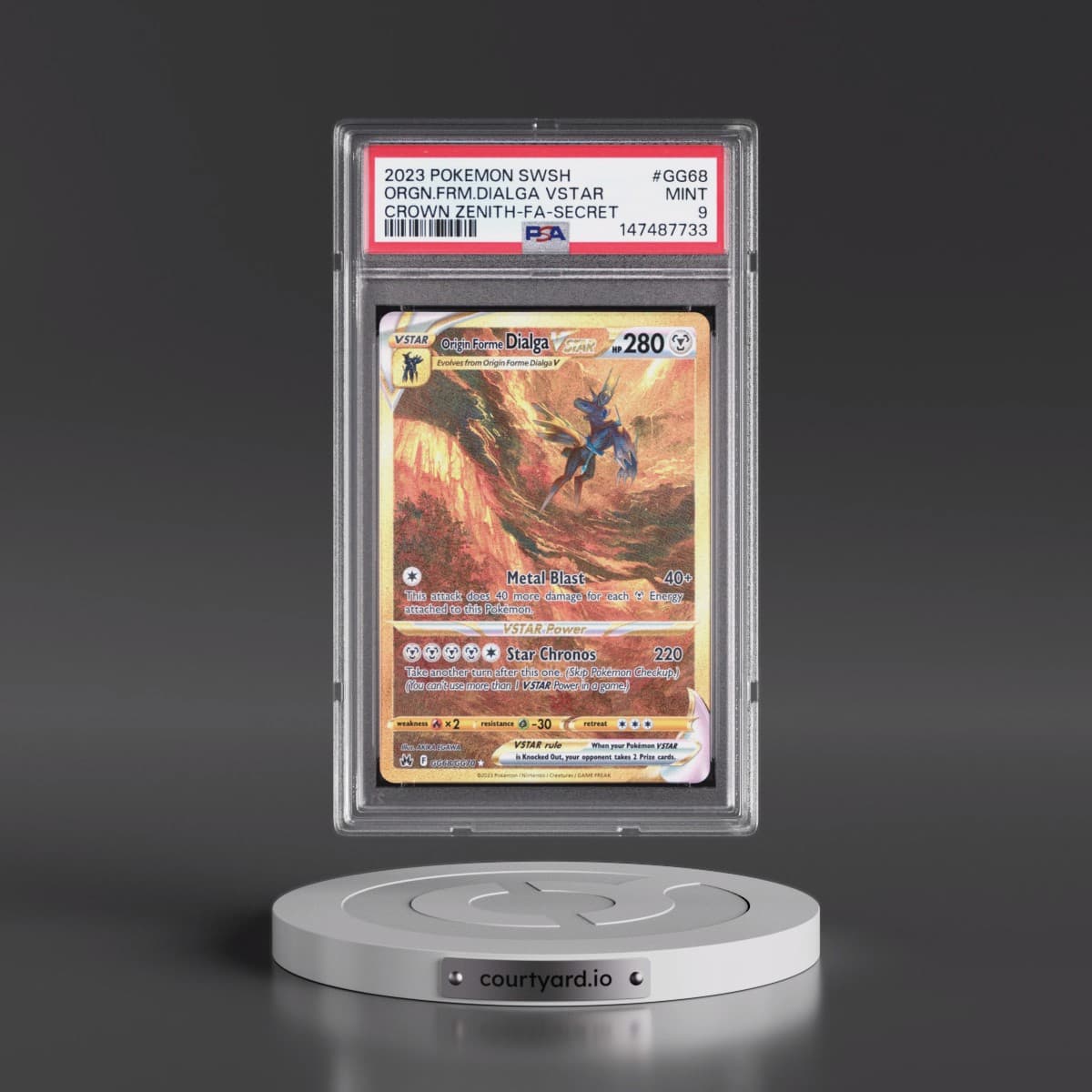 2023 Pokémon Sword and Shield Crown Zenith #GG68 Origin Forme Dialga Vstar - Full Art Secret (PSA 9 MINT)