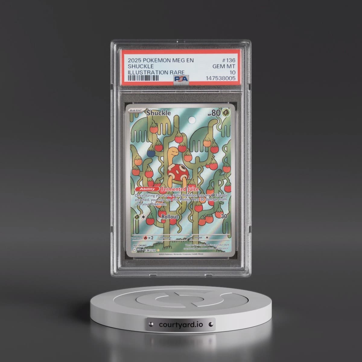 2025 Pokémon Meg EN-Mega Evolution #136 Shuckle - Illustration Rare (PSA 10 GEM MINT)