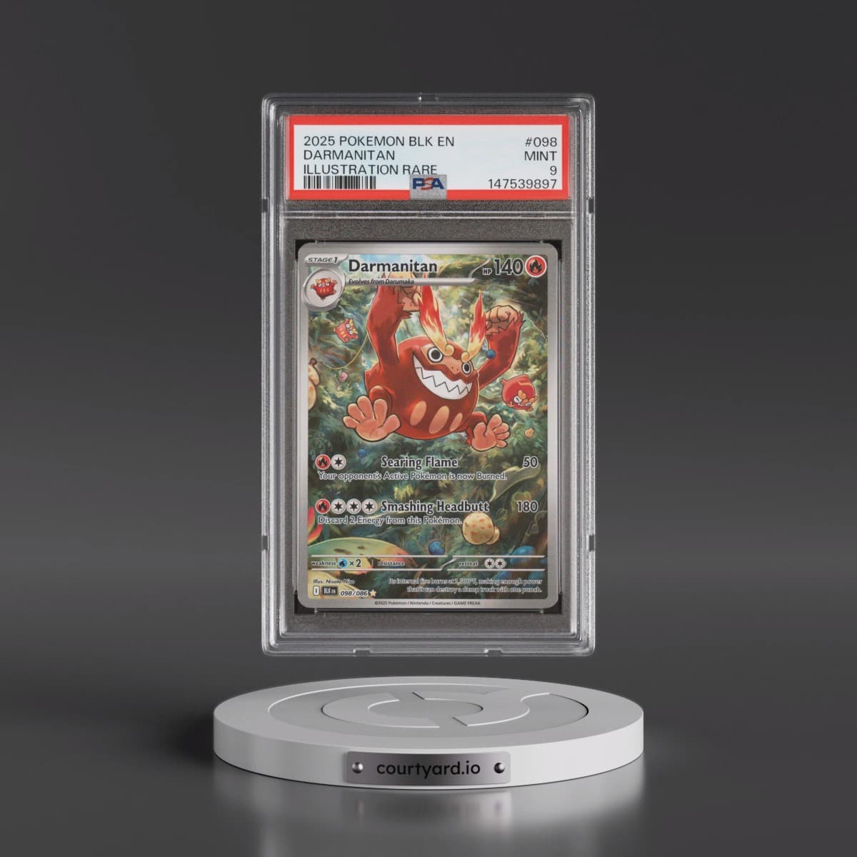 2025 Pokémon Blk EN-Black Bolt #098 Darmanitan - Illustration Rare (PSA 9 MINT)