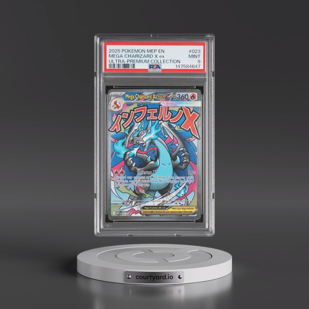 2025 Pokémon Mep EN-Me Black Star Promo #023 Mega Charizard X EX - Holo Mega Charizard X EX Ultra-Premium Collection (PSA 9 MINT)