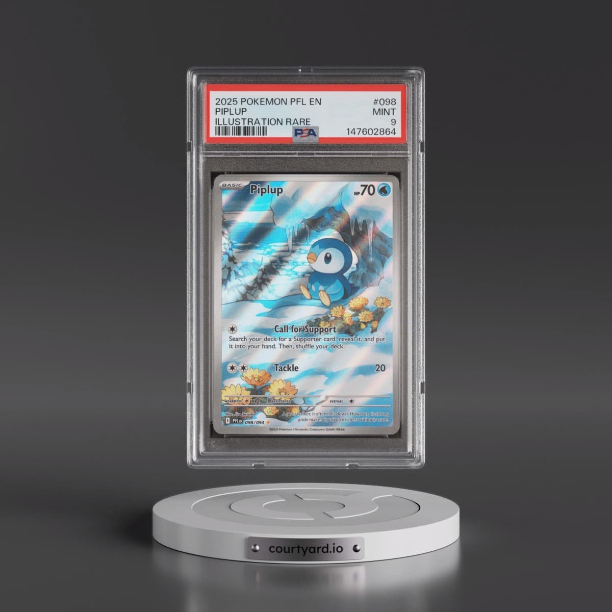 2025 Pokémon Pfl EN-Phantasmal Flames #098 Piplup - Illustration Rare (PSA 9 MINT)