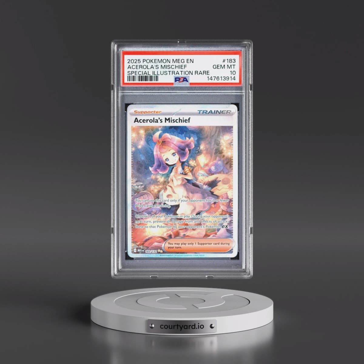 2025 Pokémon Meg EN-Mega Evolution #183 Acerola's Mischief - Special Illustration Rare (PSA 10 GEM MINT)