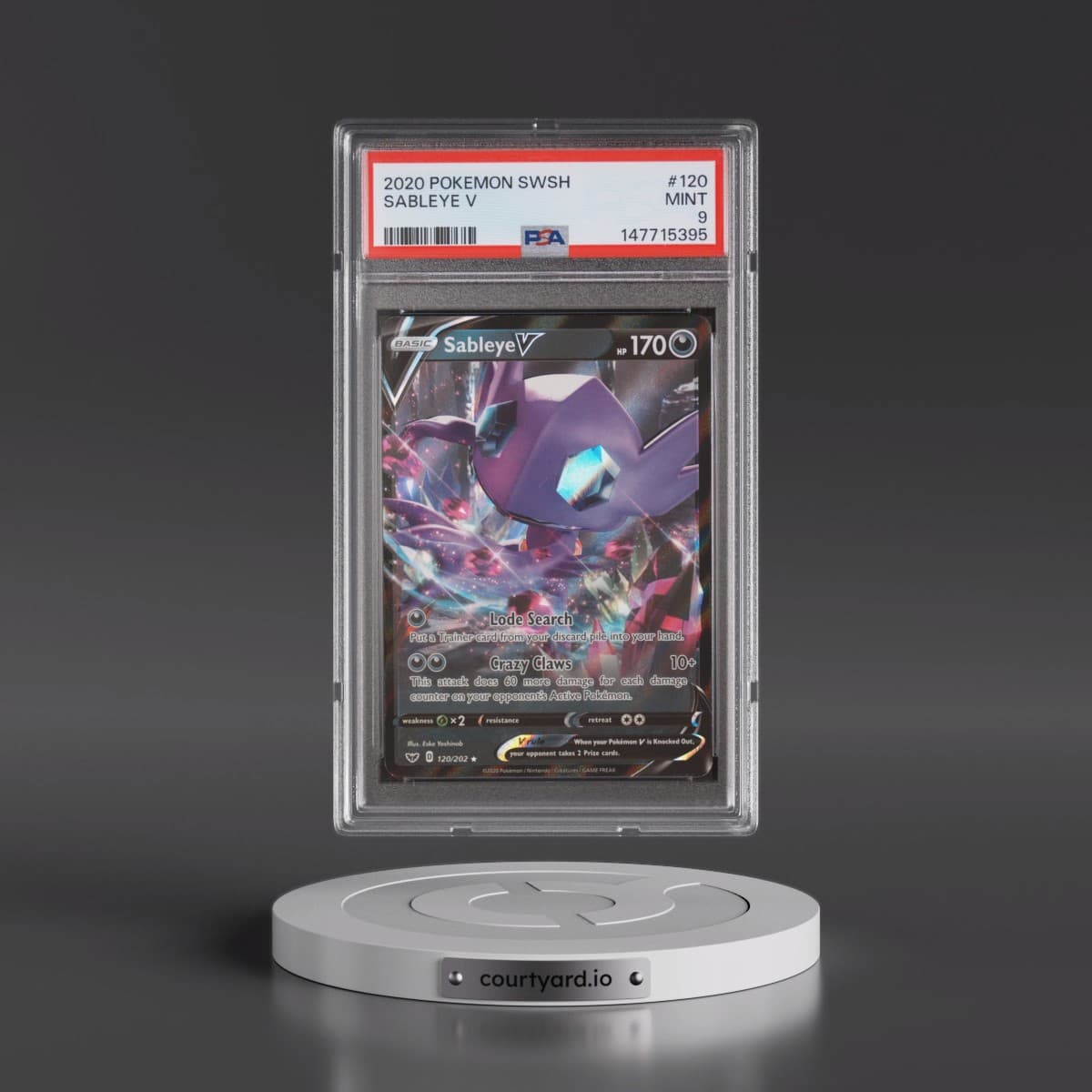 2020 Pokémon Sword & Shield #120 Sableye V - Holo (PSA 9 MINT)