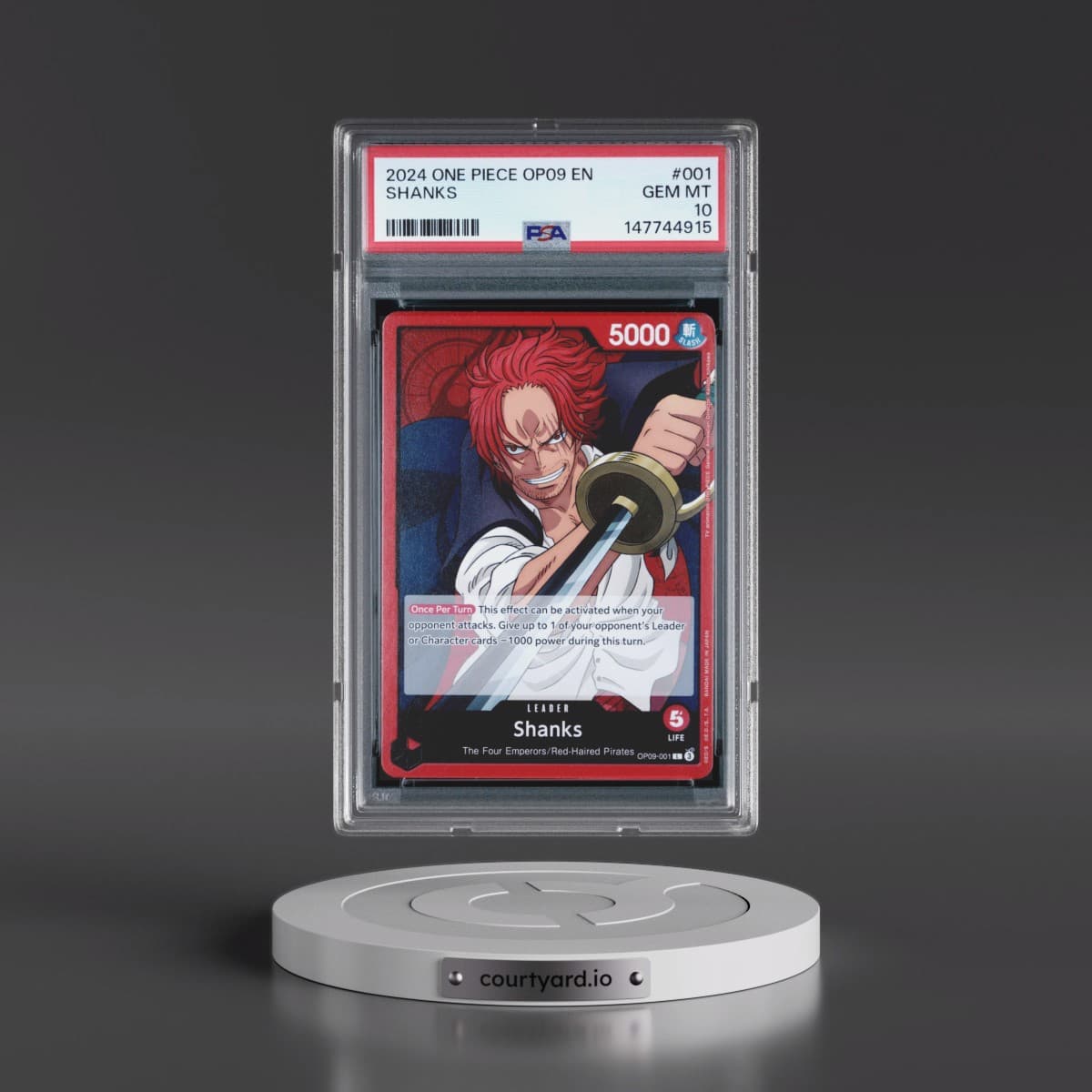 2024 One Piece OP09-Emperors in the New World #001 Shanks (PSA 10 GEM MINT)