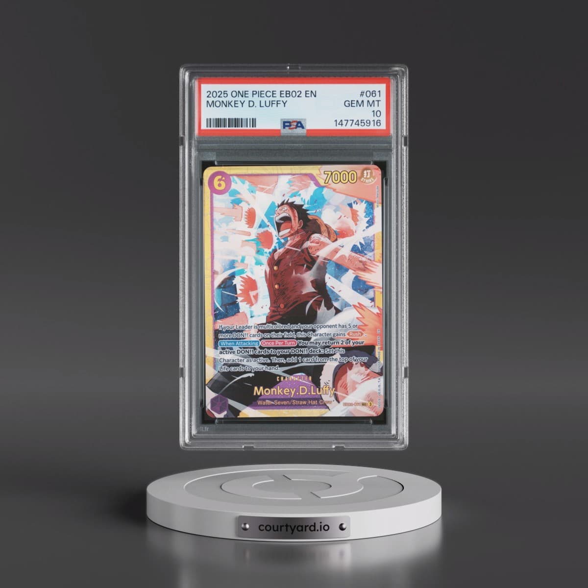 2025 One Piece EB02-Extra Booster -Anime 25th Collection #061 Monkey D. Luffy (PSA 10 GEM MINT)
