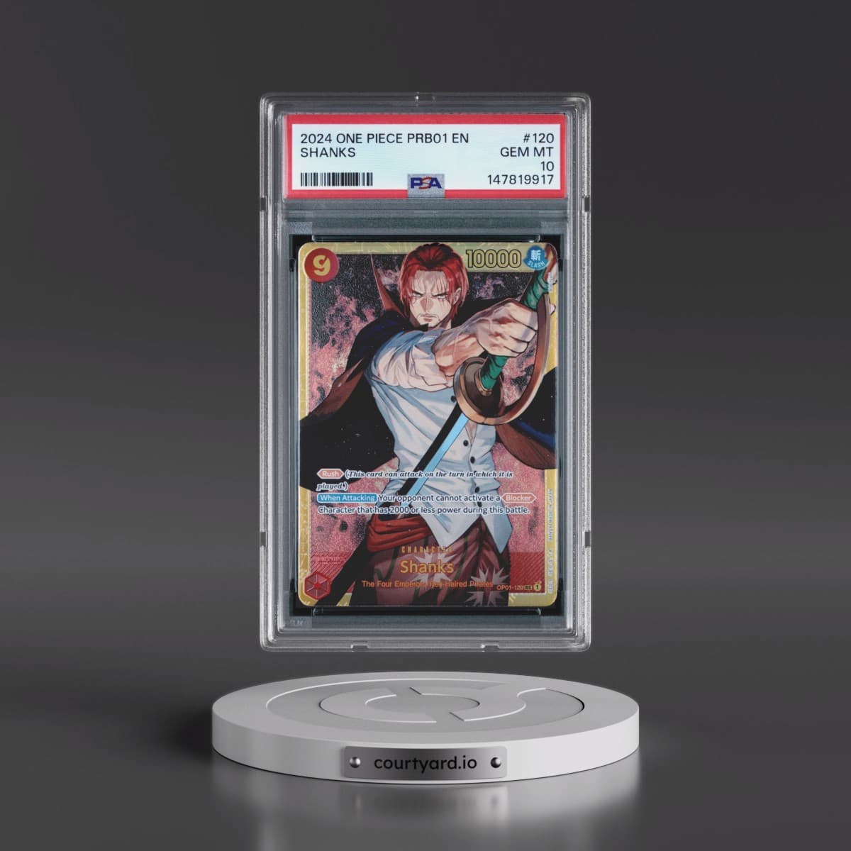 2024 One Piece PRB01-Premium Booster -One Piece Card the Best #120 Shanks (PSA 10 GEM MINT)