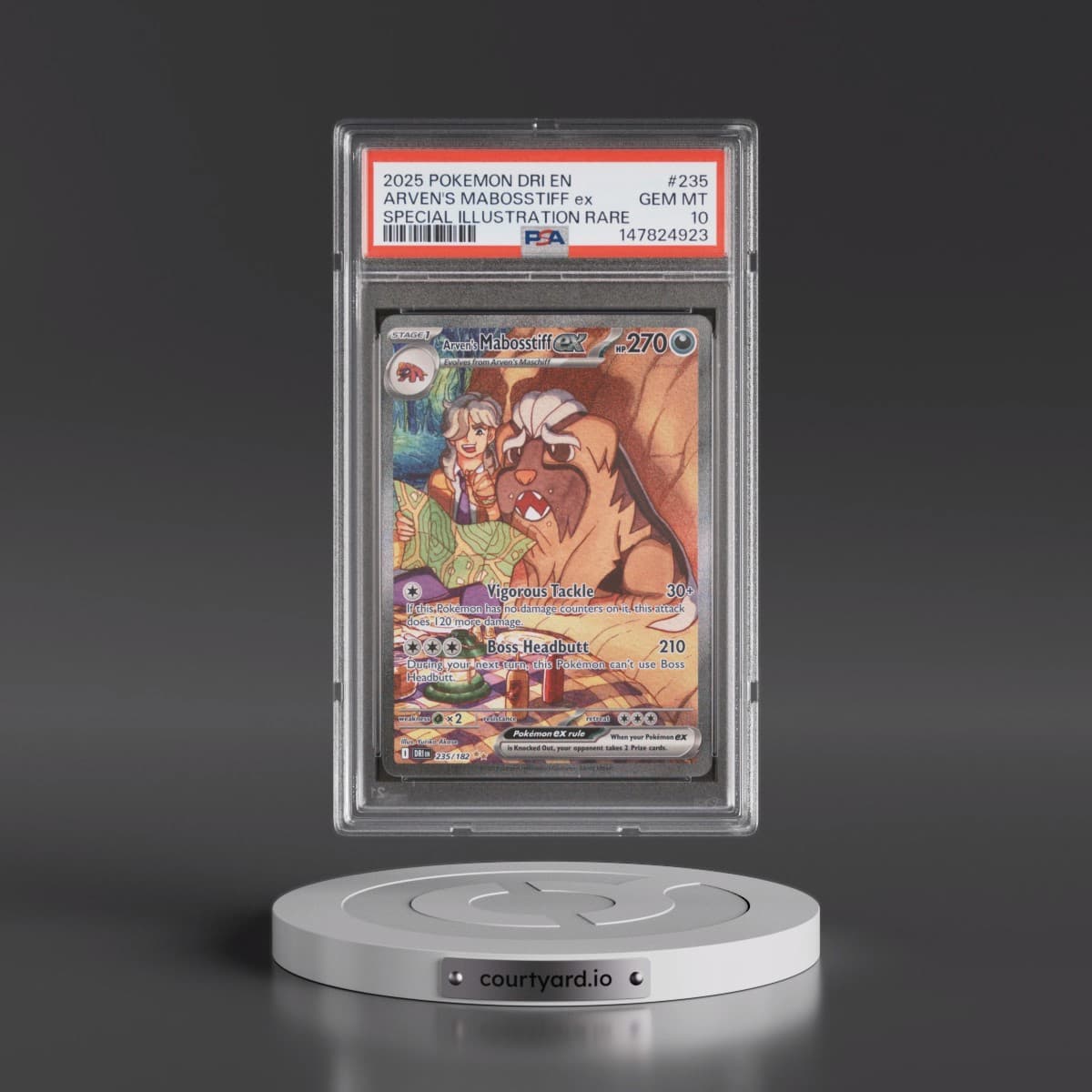 2025 Pokémon Dri EN-Destined Rivals #235 Arven's Mabosstiff EX - Holo Special Illustration Rare (PSA 10 GEM MINT)