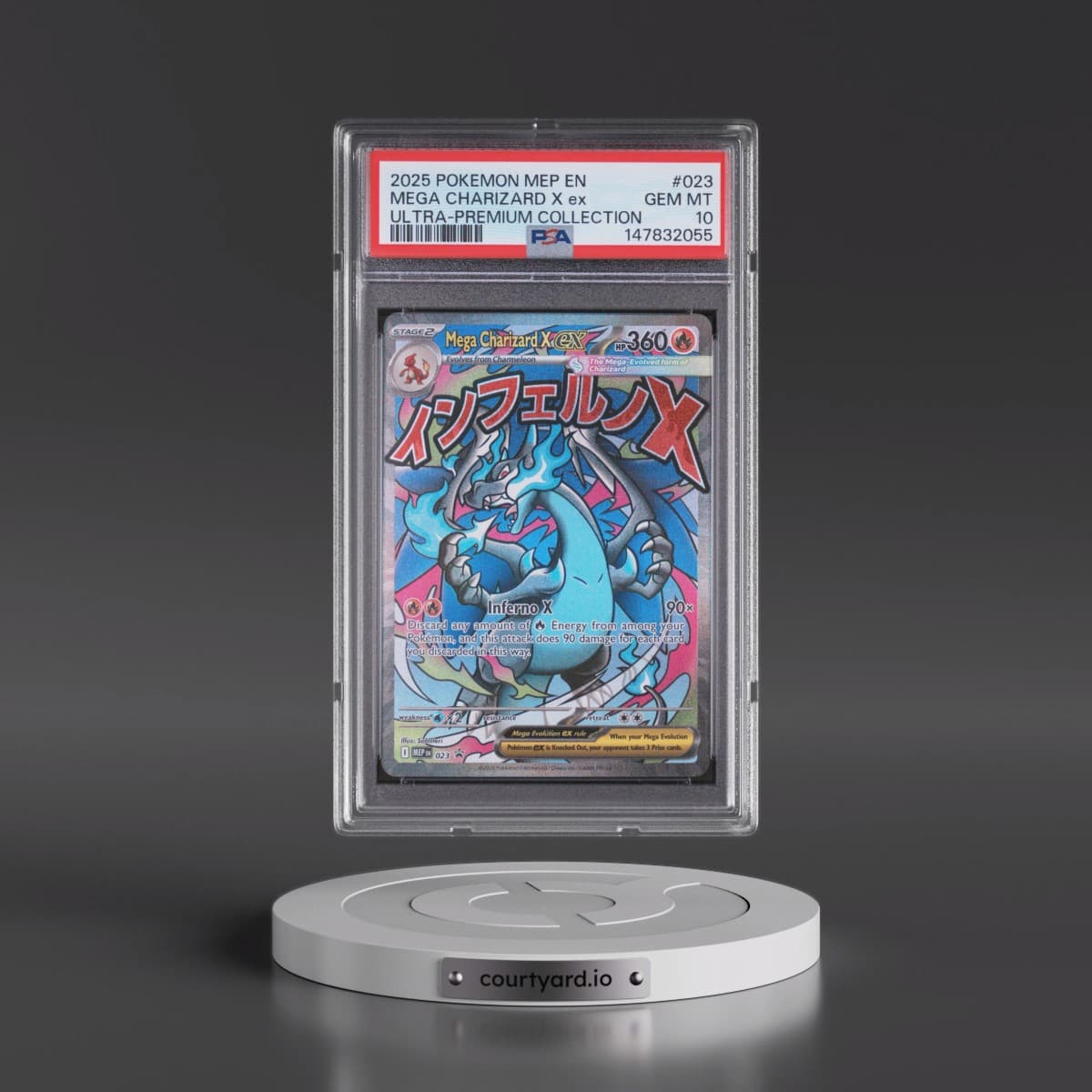 2025 Pokémon Mep EN-Me Black Star Promo #023 Mega Charizard X EX - Holo Mega Charizard X EX Ultra-Premium Collection (PSA 10 GEM MINT)
