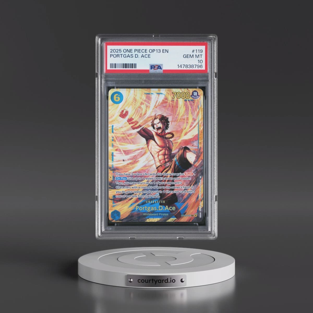 2025 One Piece OP13-Carrying on His Will #119 Portgas D. Ace (PSA 10 GEM MINT)