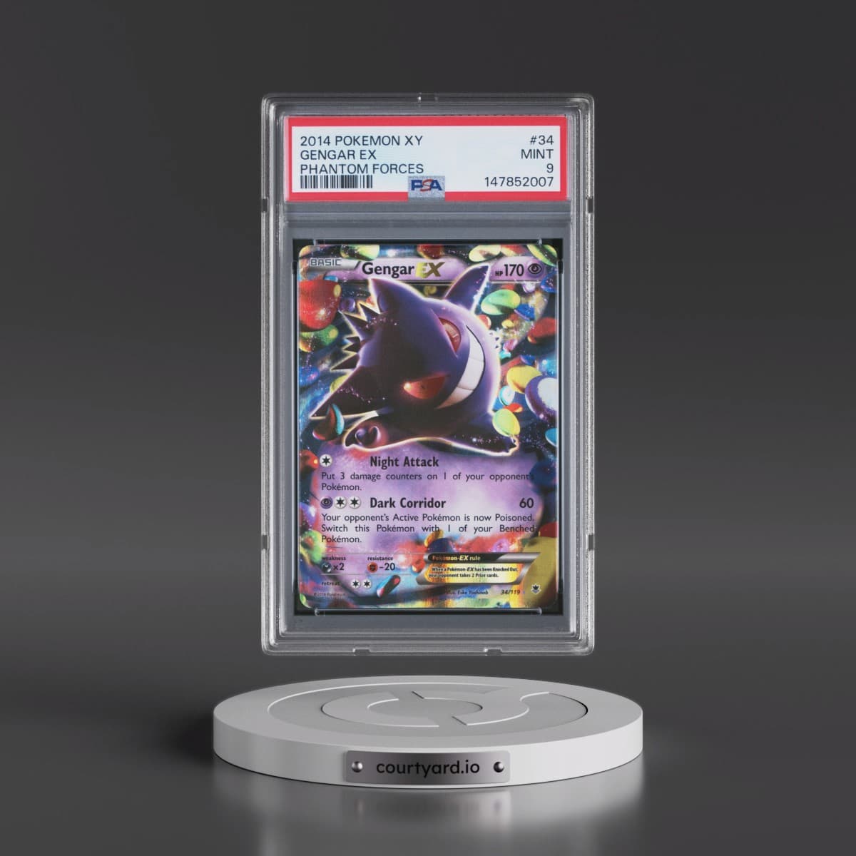 2014 Pokémon XY Phantom Forces #34 Gengar EX - Holo (PSA 9 MINT)