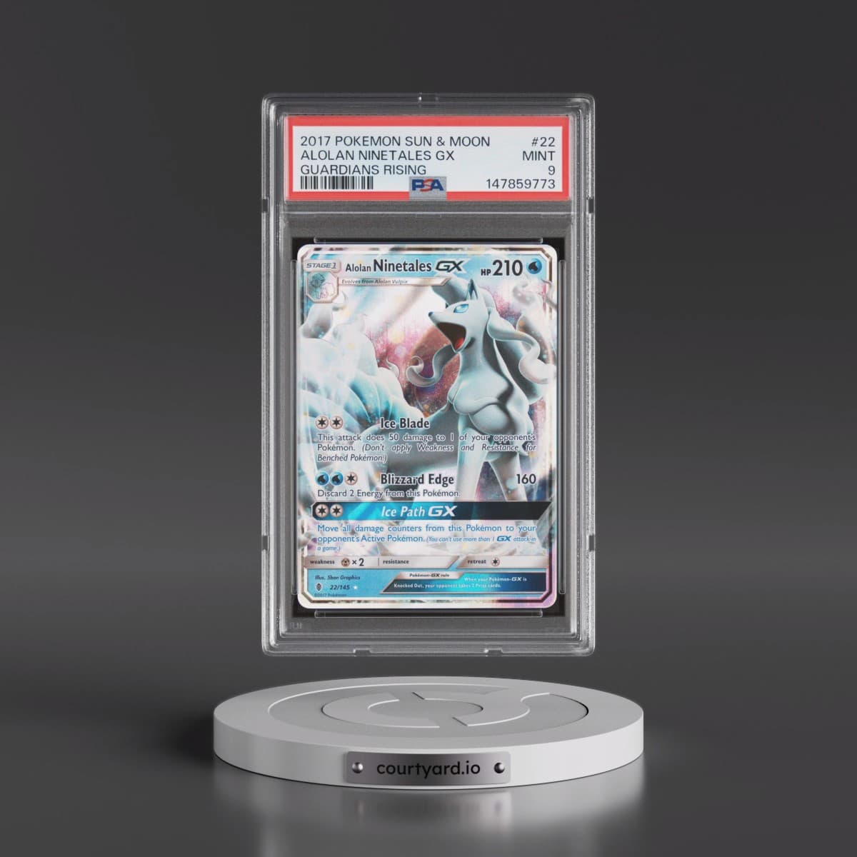 2017 Pokémon Sun & Moon Guardians Rising #22 Alolan Ninetales GX - Holo (PSA 9 MINT)