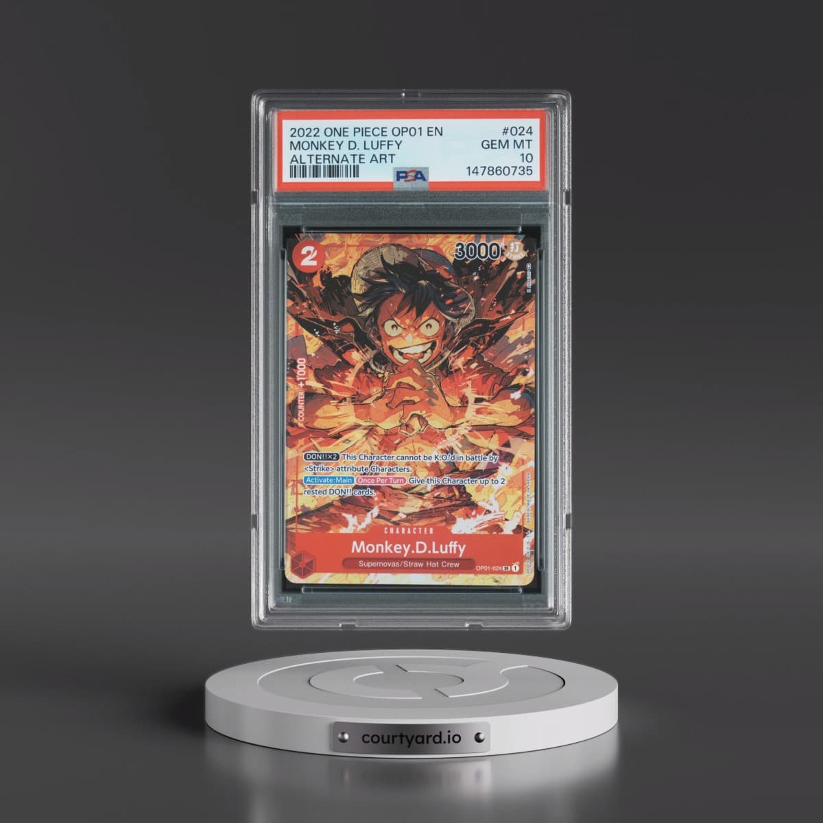 2022 One Piece OP01-Romance Dawn #024 Monkey D. Luffy - Alternate Art (PSA 10 GEM MINT)