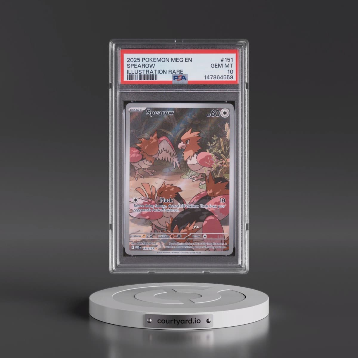 2025 Pokémon Meg EN-Mega Evolution #151 Spearow - Illustration Rare (PSA 10 GEM MINT)