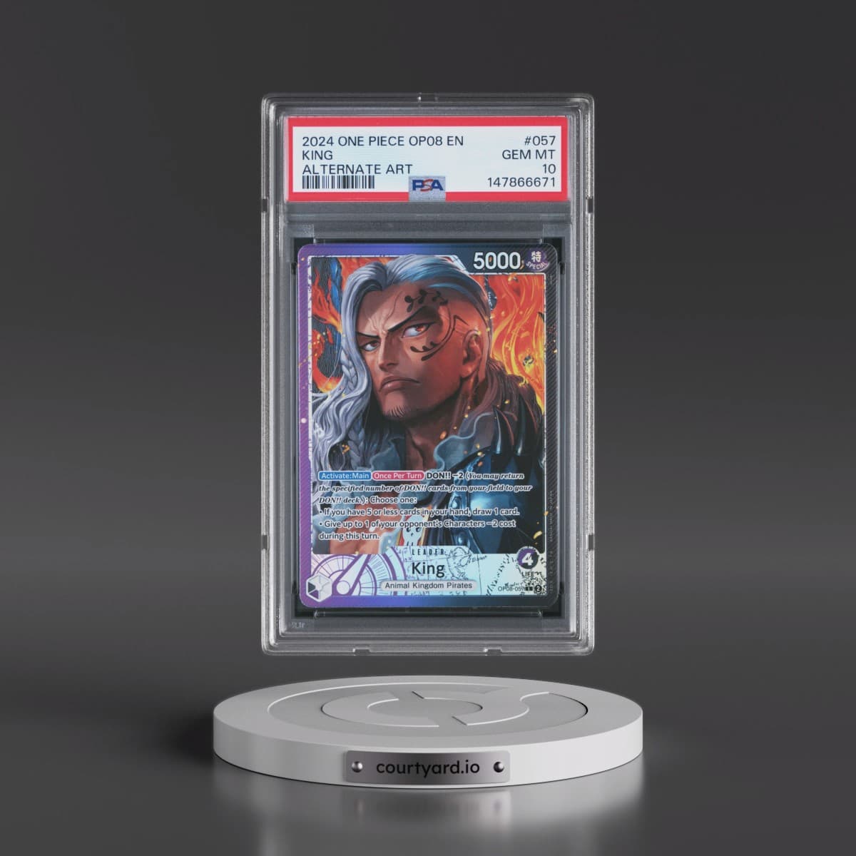 2024 One Piece OP08-Two Legends #057 King - Alternate Art (PSA 10 GEM MINT)