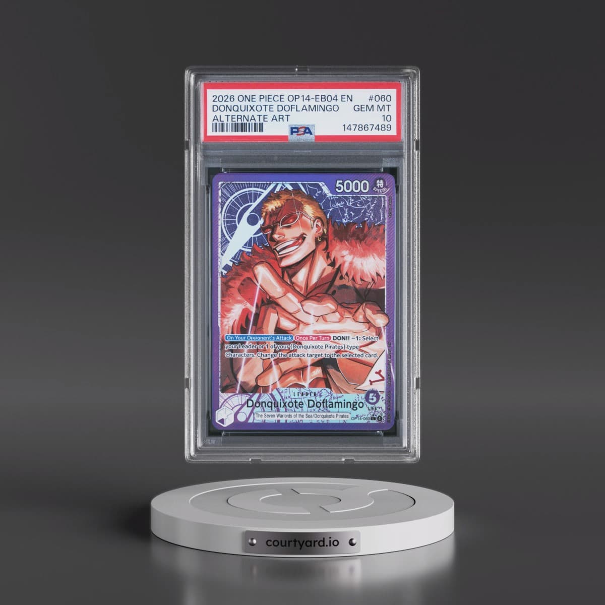 2026 One Piece OP14-EB04-the Azure Sea's Seven #060 Donquixote Doflamingo - Alternate Art (PSA 10 GEM MINT)