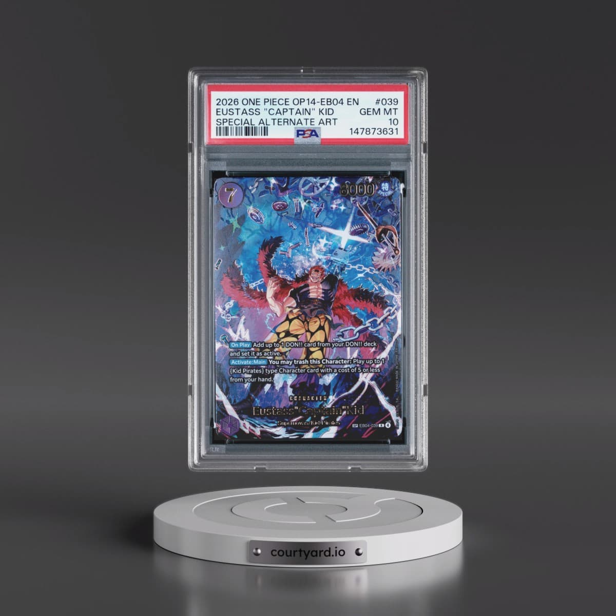 2026 One Piece OP14-EB04-the Azure Sea's Seven #039 Eustass "Captain" Kid - Special Alternate Art (PSA 10 GEM MINT)