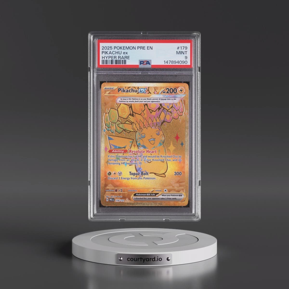 2025 Pokémon Pre EN-Prismatic Evolutions #179 Pikachu EX - Holo Hyper Rare (PSA 9 MINT)
