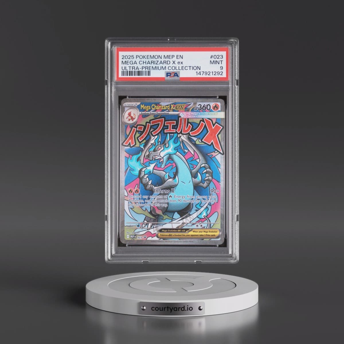 2025 Pokémon Mep EN-Me Black Star Promo #023 Mega Charizard X EX - Holo Mega Charizard X EX Ultra-Premium Collection (PSA 9 MINT)