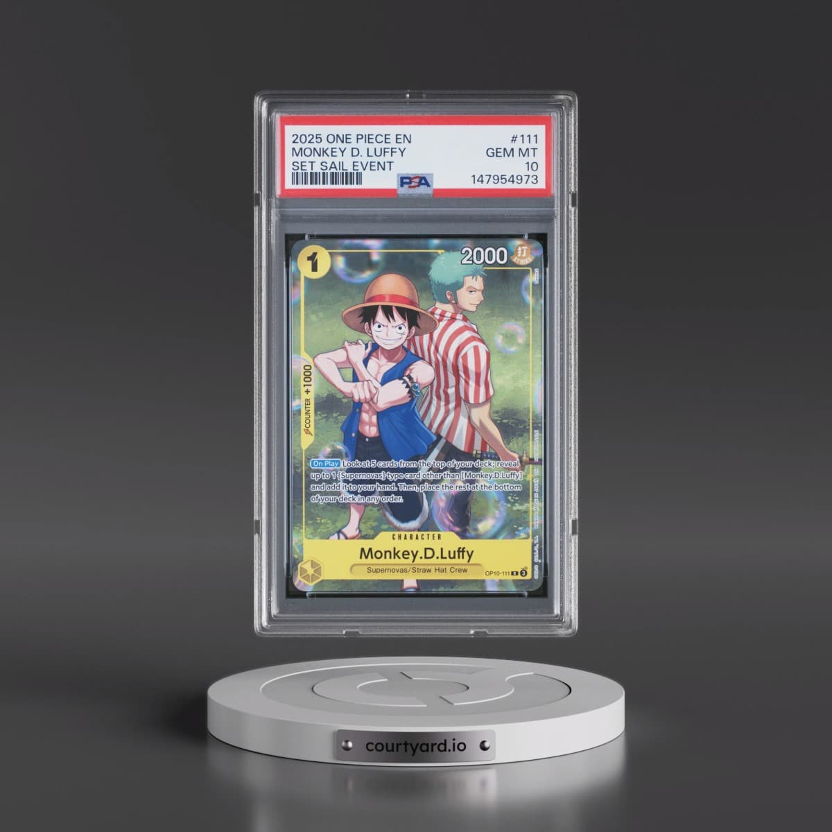 2025 One Piece Promos #111 Monkey D. Luffy - Set Sail Event (PSA 10 GEM MINT)