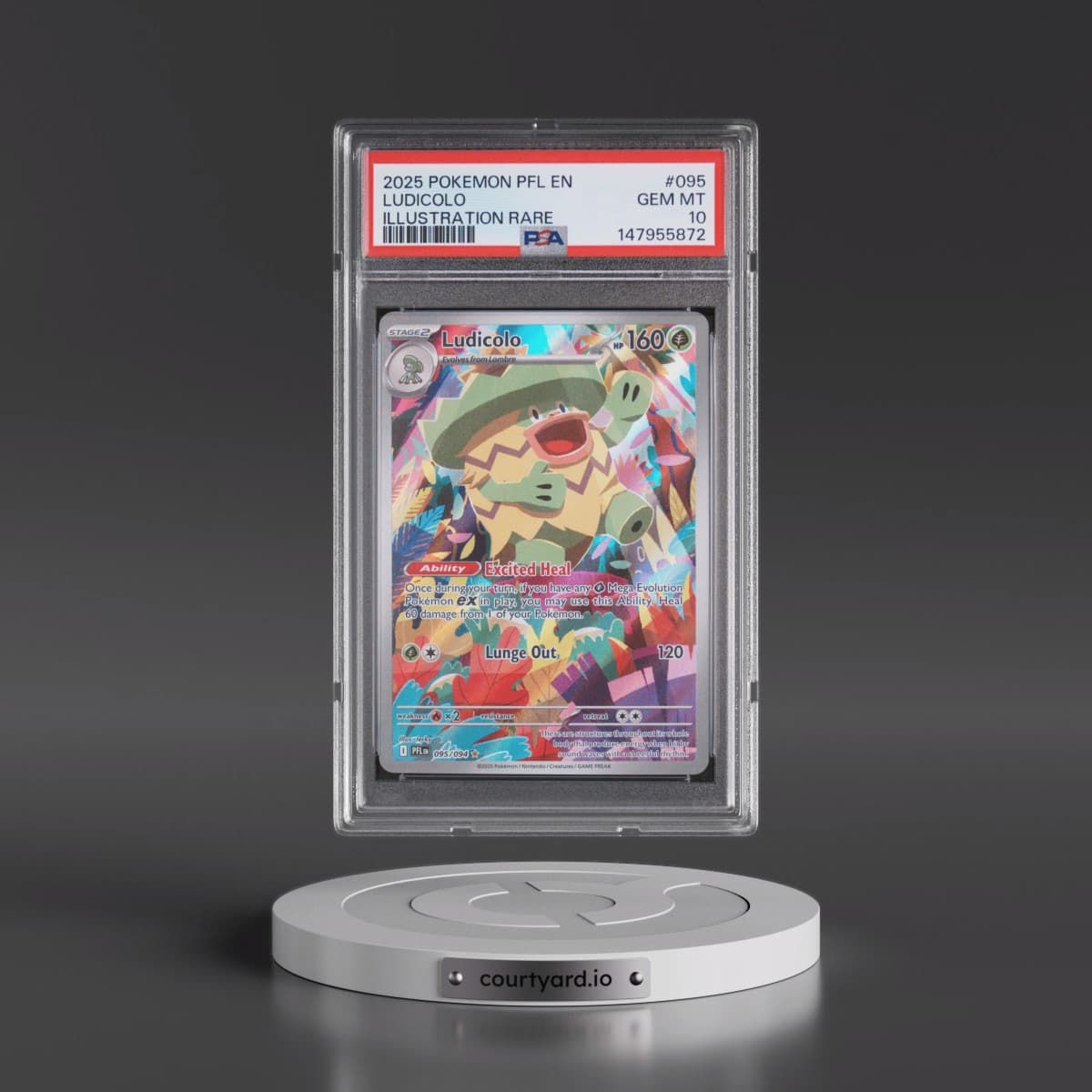 2025 Pokémon Pfl EN-Phantasmal Flames #095 Ludicolo - Illustration Rare (PSA 10 GEM MINT)