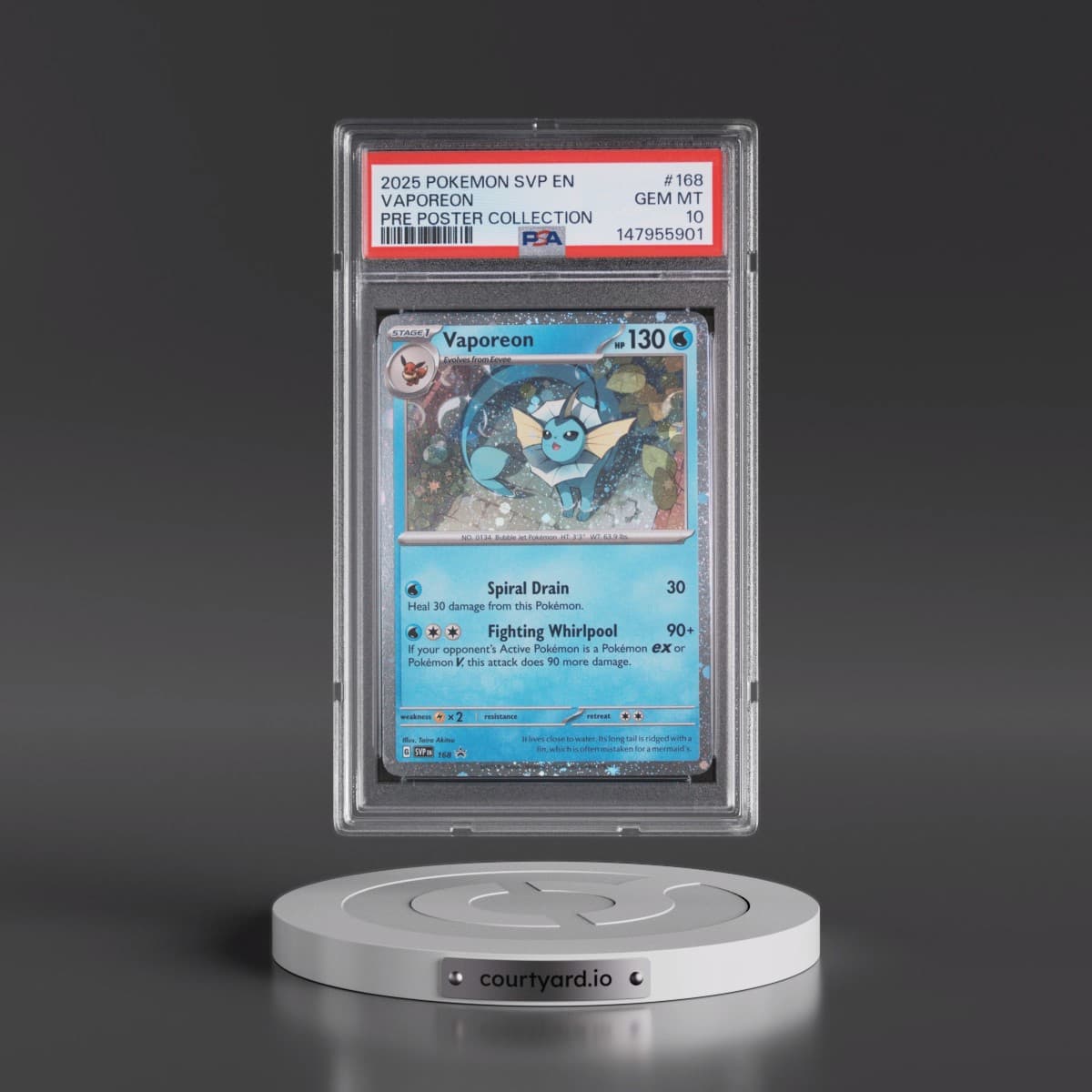 2025 Pokémon Svp EN-SV Black Star Promo #168 Vaporeon - Prismatic Evolutions Poster Collection (PSA 10 GEM MINT)