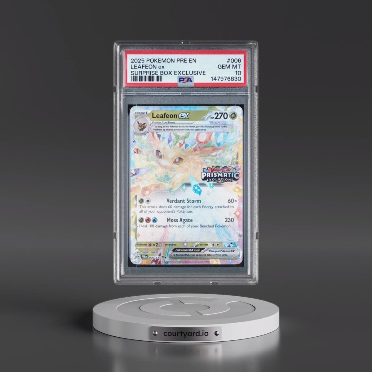 2025 Pokémon Pre EN-Prismatic Evolutions #006 Leafeon EX - Holo Surprise Box Exclusive (PSA 10 GEM MINT)