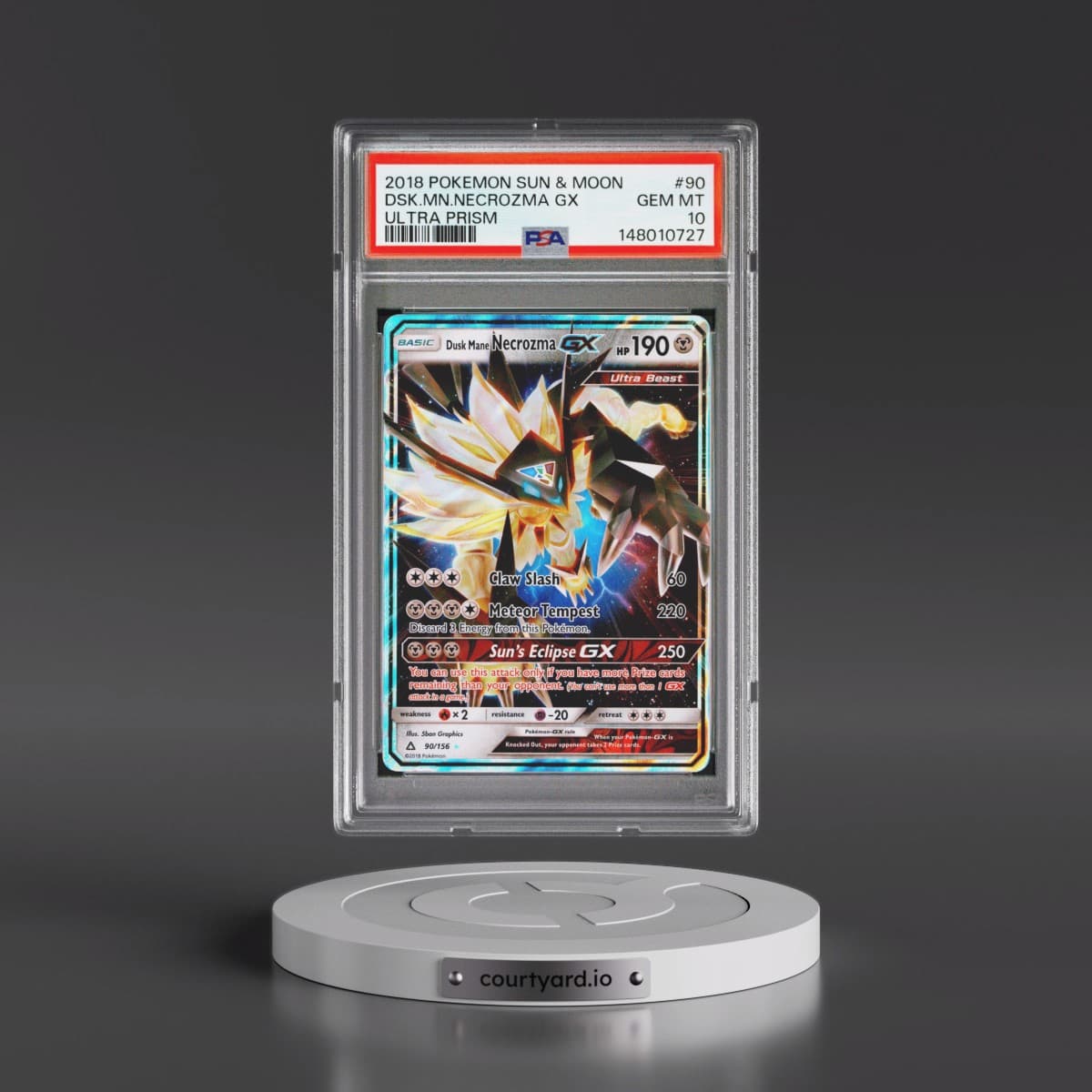2018 Pokémon Sun & Moon Ultra Prism #90 Dusk Mane Necrozma GX - Holo (PSA 10 GEM MINT)