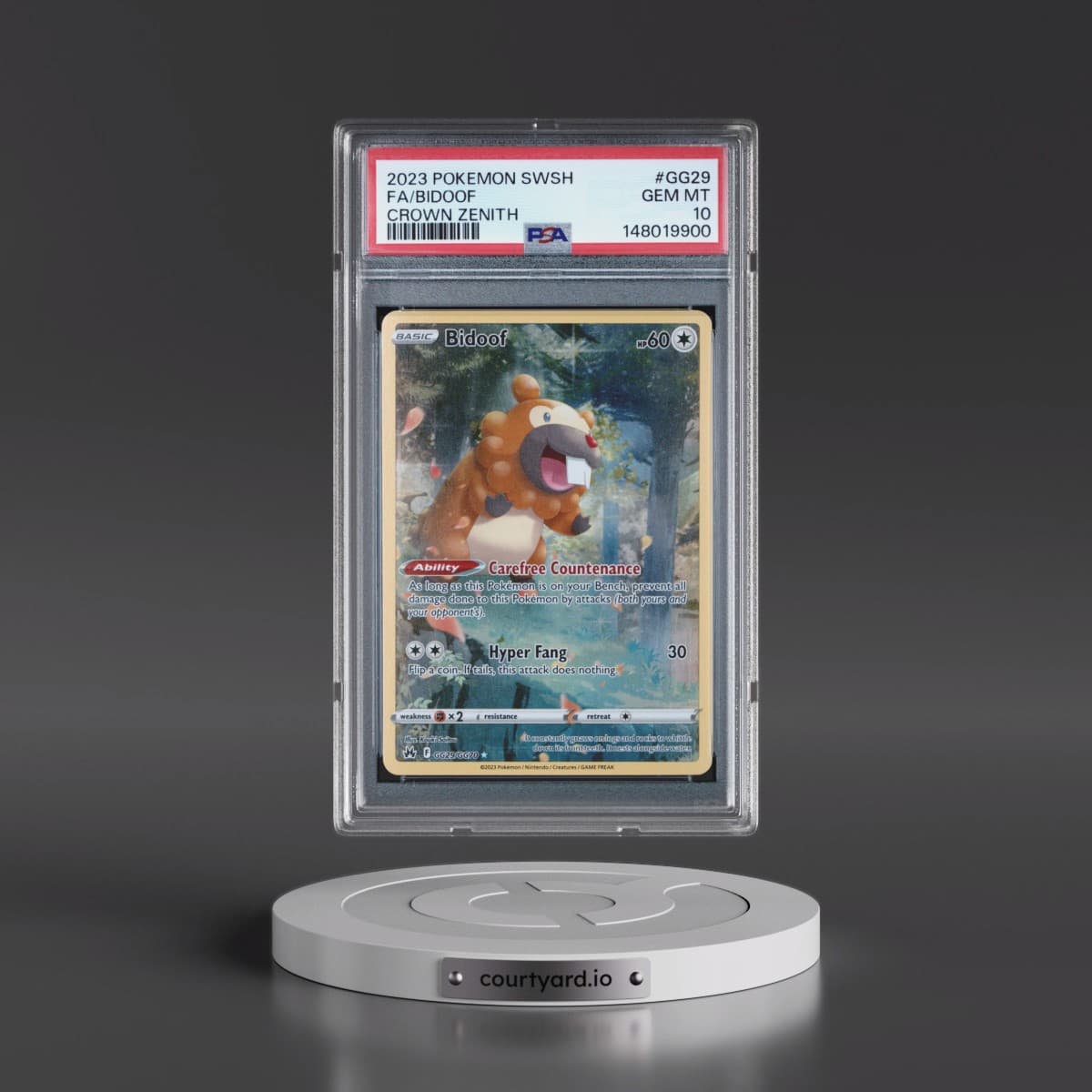 2023 Pokémon Sword and Shield Crown Zenith #GG29 Bidoof - Full Art (PSA 10 GEM MINT)