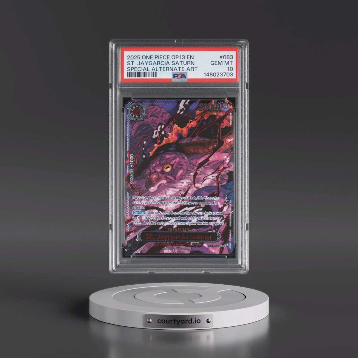 2025 One Piece OP13-Carrying on His Will #083 St. Jaygarcia Saturn - Special Alternate Art (PSA 10 GEM MINT)