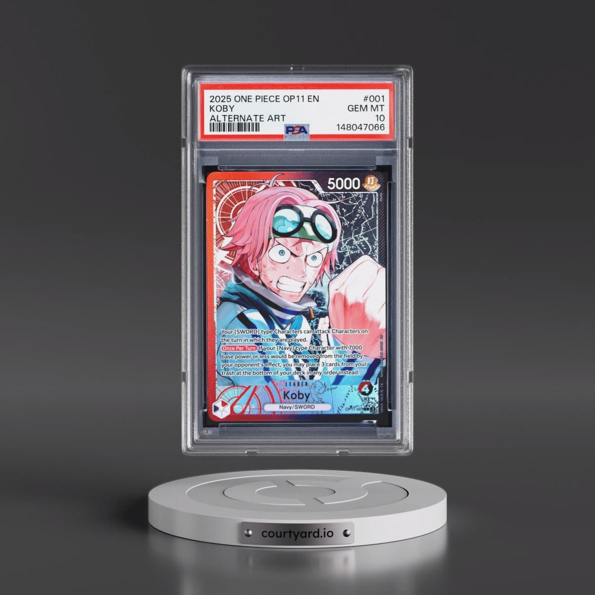 2025 One Piece OP11-A Fist of Divine Speed #001 Koby - Alternate Art (PSA 10 GEM MINT)