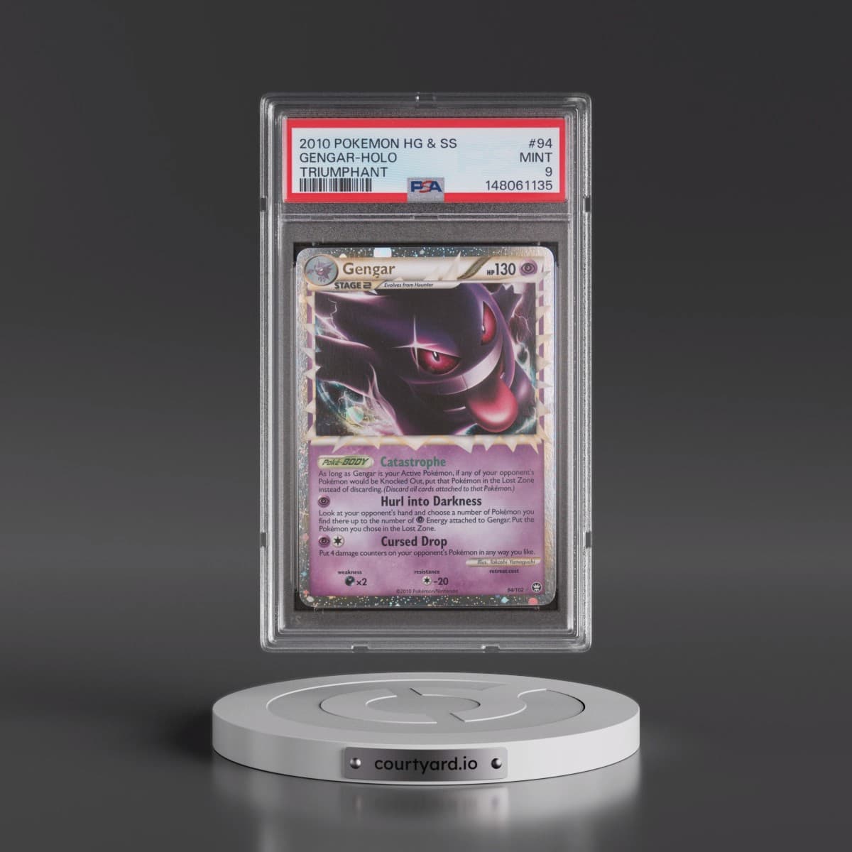 2010 Pokémon Heartgold & Soulsilver Triumphant #94 Gengar - Holo (PSA 9 MINT)