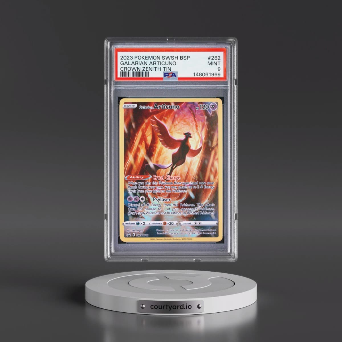 2023 Pokémon Swsh Black Star Promo #282 Galarian Articuno - Crown Zenith Tin (PSA 9 MINT)