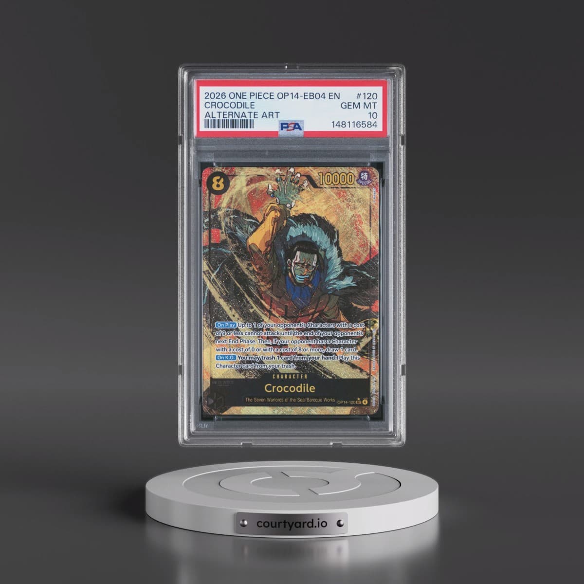 2026 One Piece OP14-EB04-the Azure Sea's Seven #120 Crocodile - Alternate Art (PSA 10 GEM MINT)