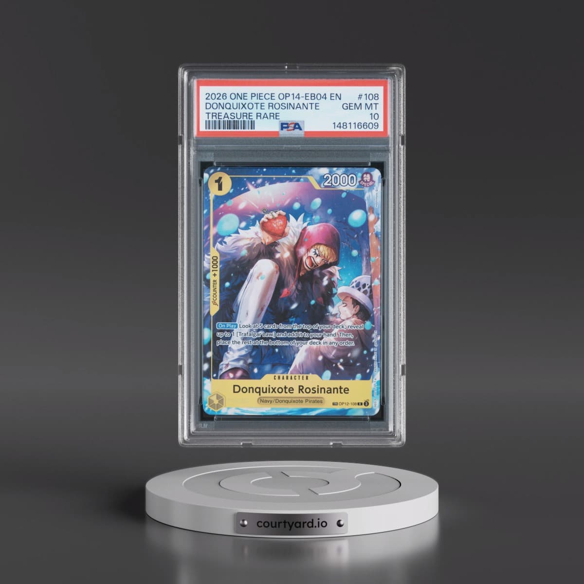 2026 One Piece OP14-EB04-the Azure Sea's Seven #108 Donquixote Rosinante - Treasure Rare (PSA 10 GEM MINT)