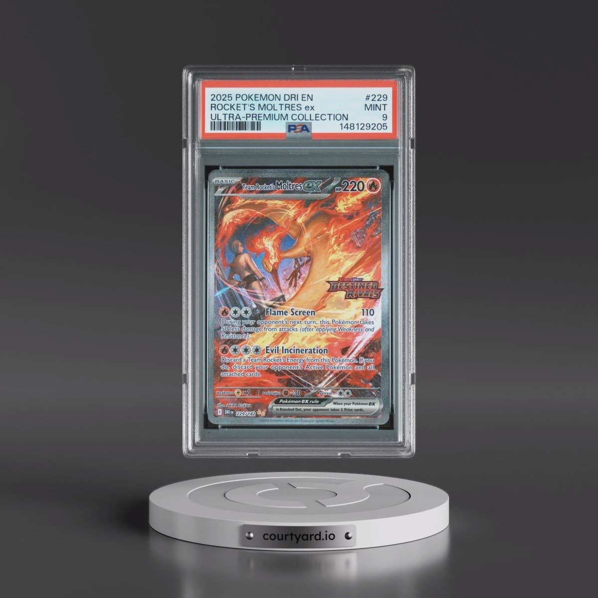 2025 Pokémon Dri EN-Destined Rivals #229 Team Rocket's Moltres EX - Holo Team Rocket's Moltres EX Ultra-Premium Collection (PSA 9 MINT)