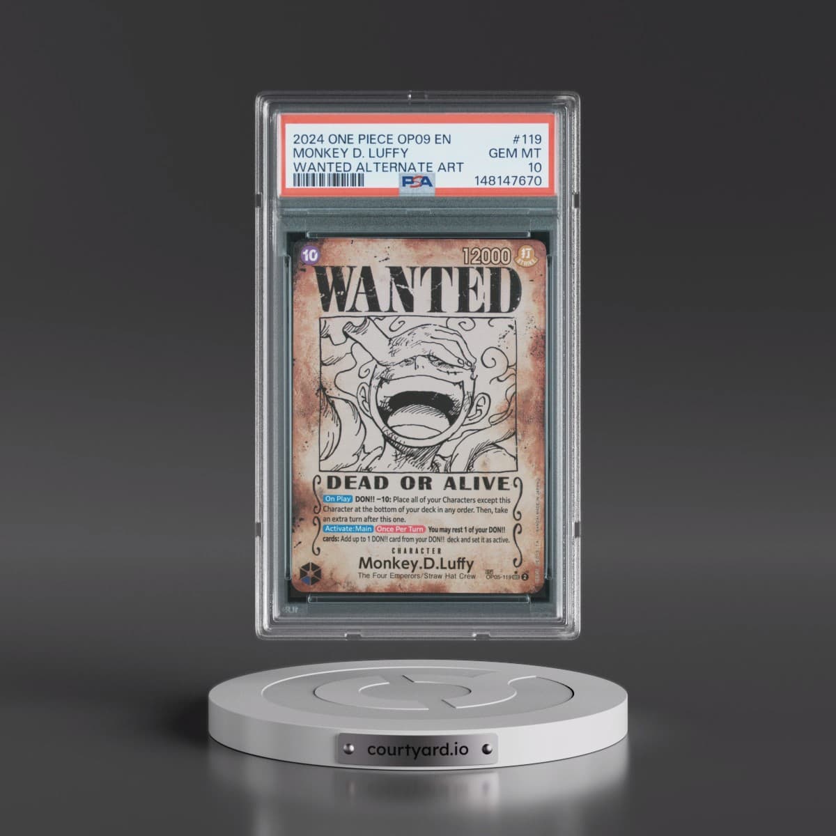 2024 One Piece OP09-Emperors in the New World #119 Monkey D. Luffy - Wanted Alternate Art (PSA 10 GEM MINT)