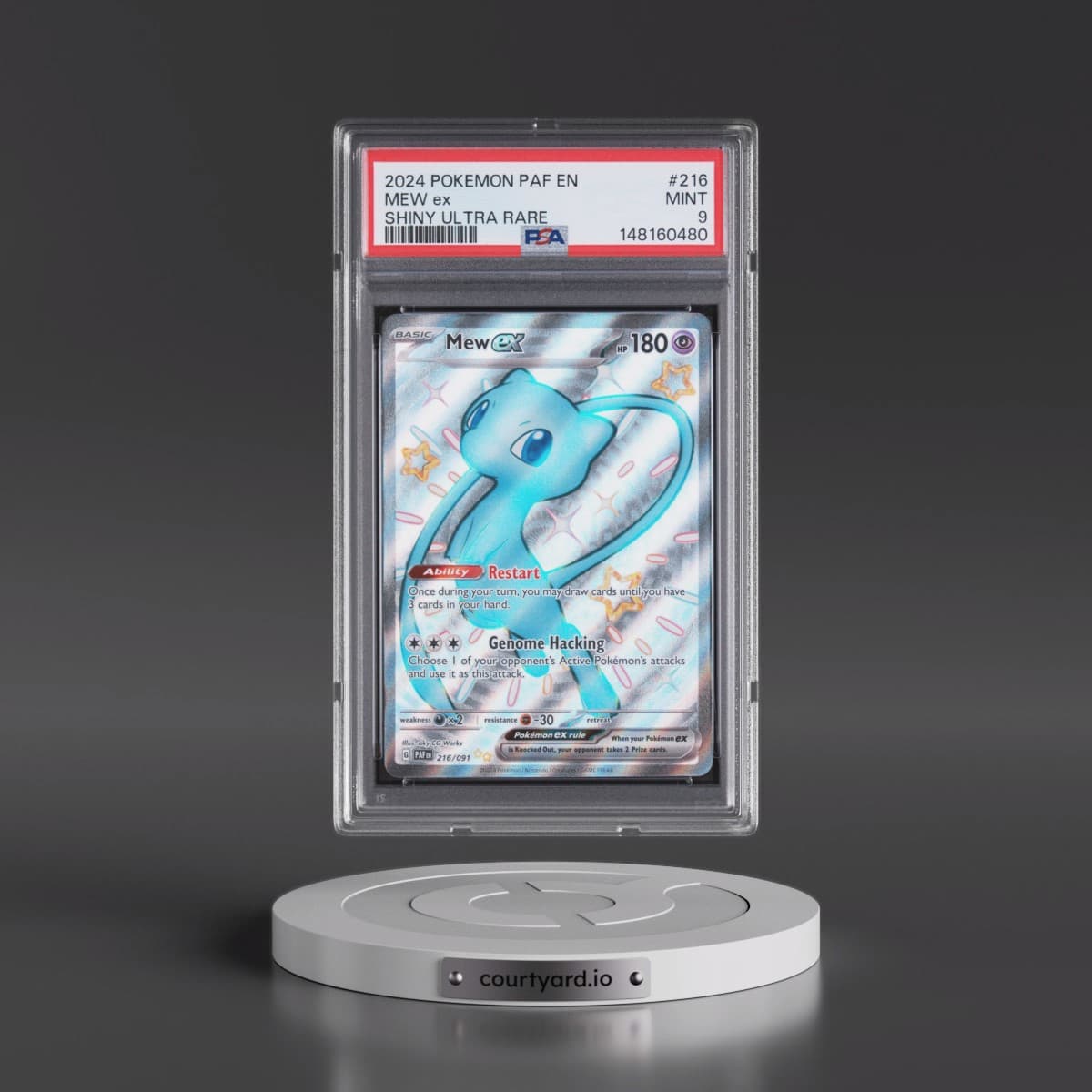 2024 Pokémon Paf EN-Paldean Fates #216 Mew EX - Holo Shiny Ultra Rare (PSA 9 MINT)