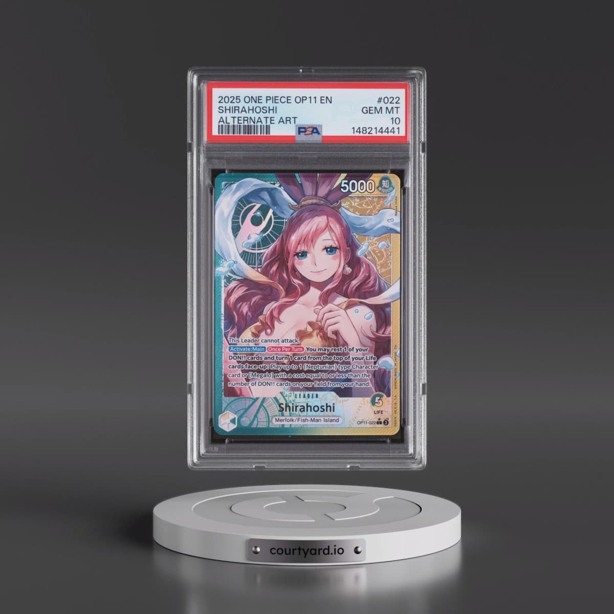 2025 One Piece OP11-A Fist of Divine Speed #022 Shirahoshi - Alternate Art (PSA 10 GEM MINT)