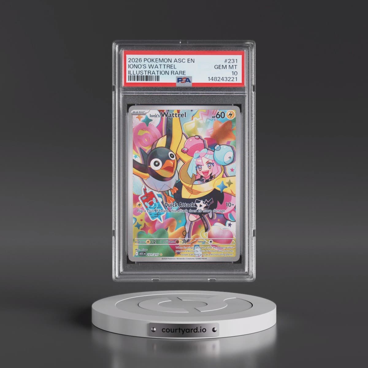 2026 Pokémon Asc EN-Ascended Heroes #231 Iono's Wattrel - Illustration Rare (PSA 10 GEM MINT)