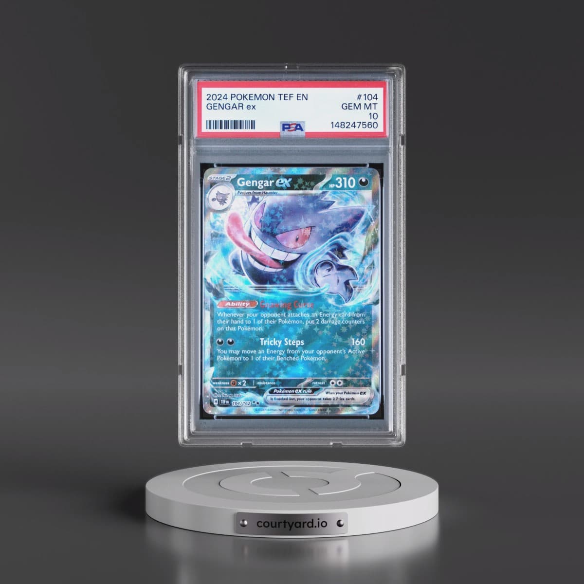 2024 Pokémon Tef EN-Temporal Forces #104 Gengar EX - Holo (PSA 10 GEM MINT)