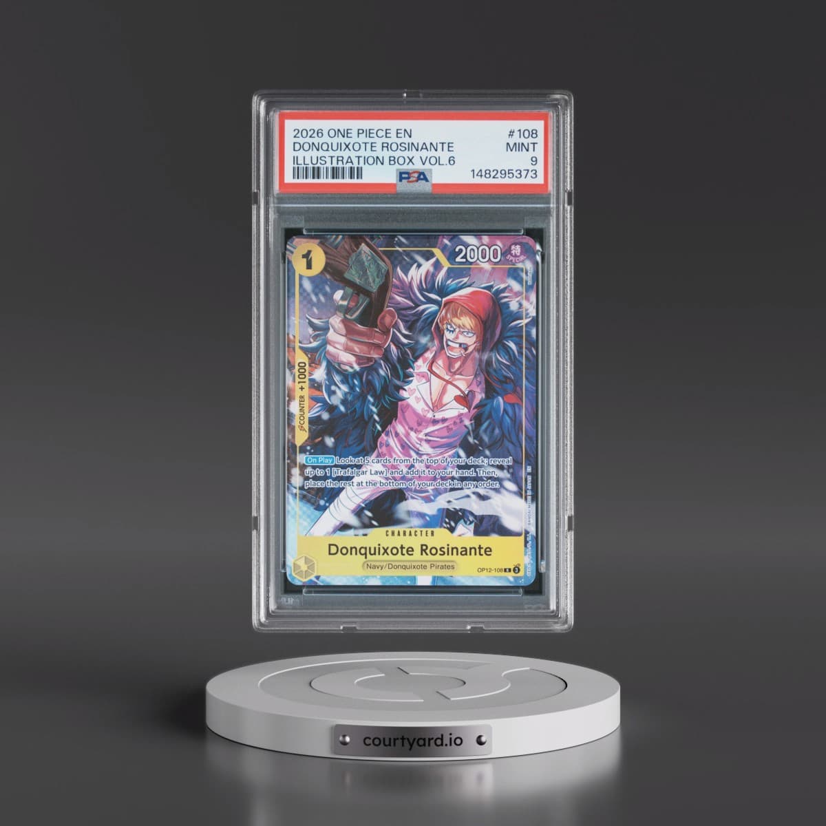 2026 One Piece Promos #108 Donquixote Rosinante - Illustration Box Vol.6 (PSA 9 MINT)
