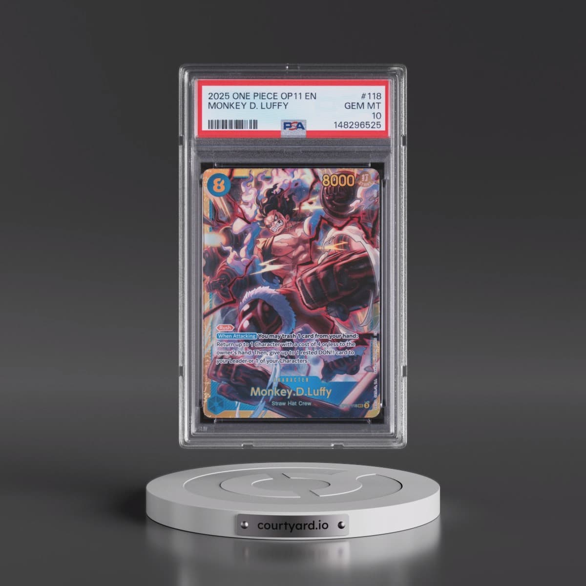 2025 One Piece OP11-A Fist of Divine Speed #118 Monkey D. Luffy (PSA 10 GEM MINT)