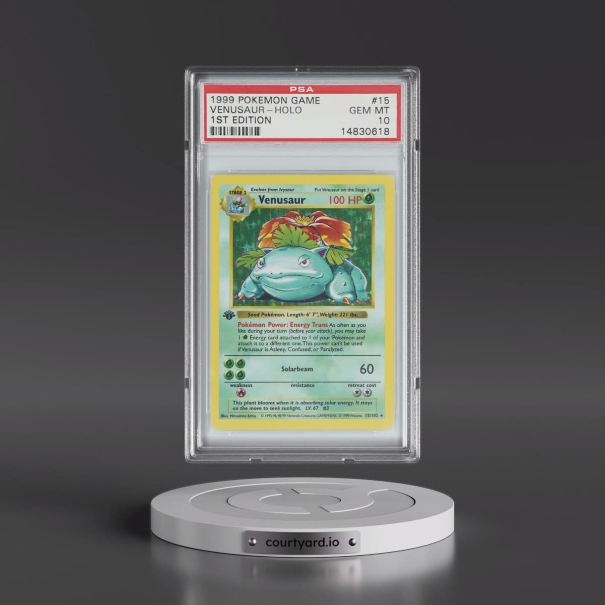 1999 Base Set #15 Venusaur - 1st Edition Shadowless Full Art Holo (PSA 10 GEM MINT)