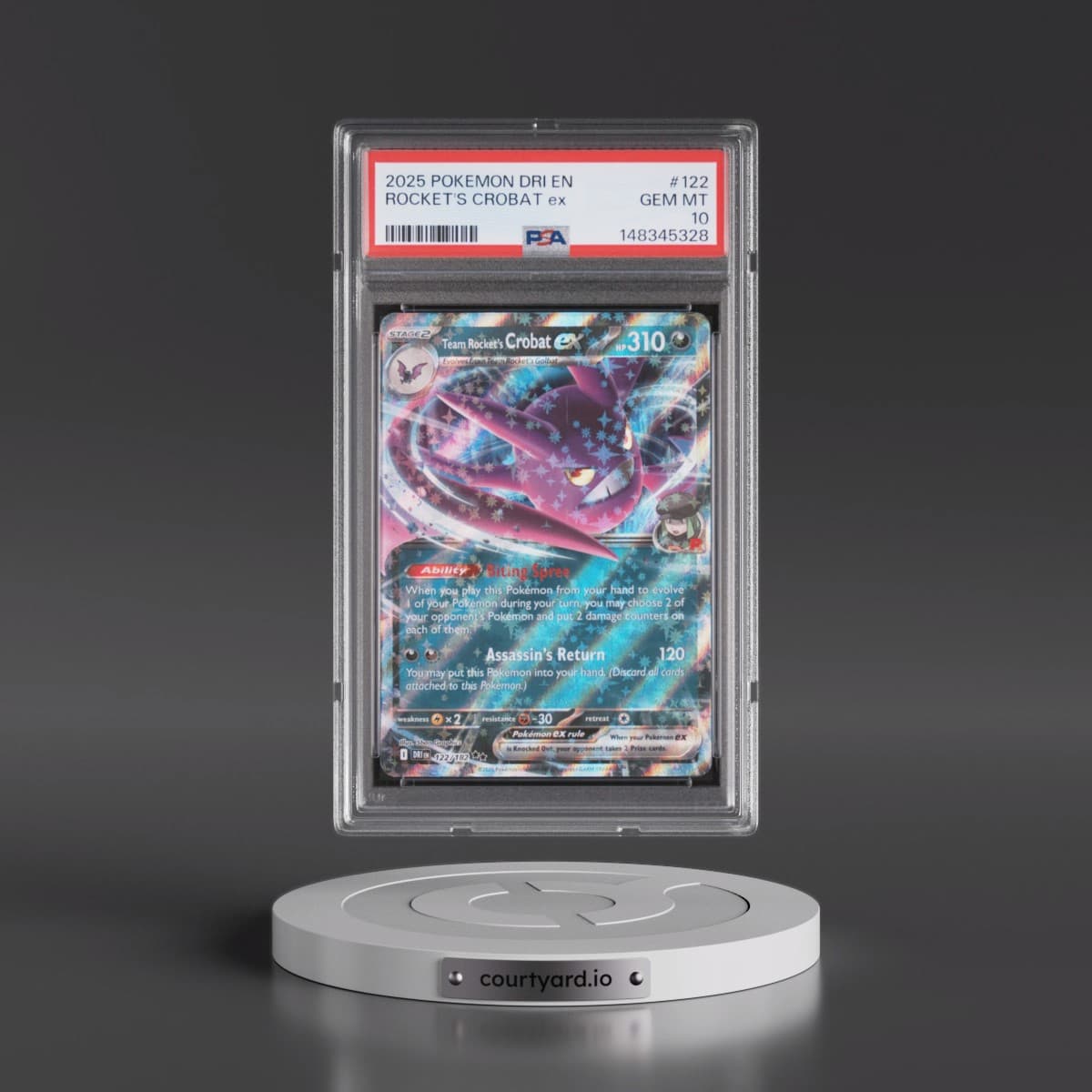 2025 Pokémon Dri EN-Destined Rivals #122 Team Rocket's Crobat EX - Holo (PSA 10 GEM MINT)