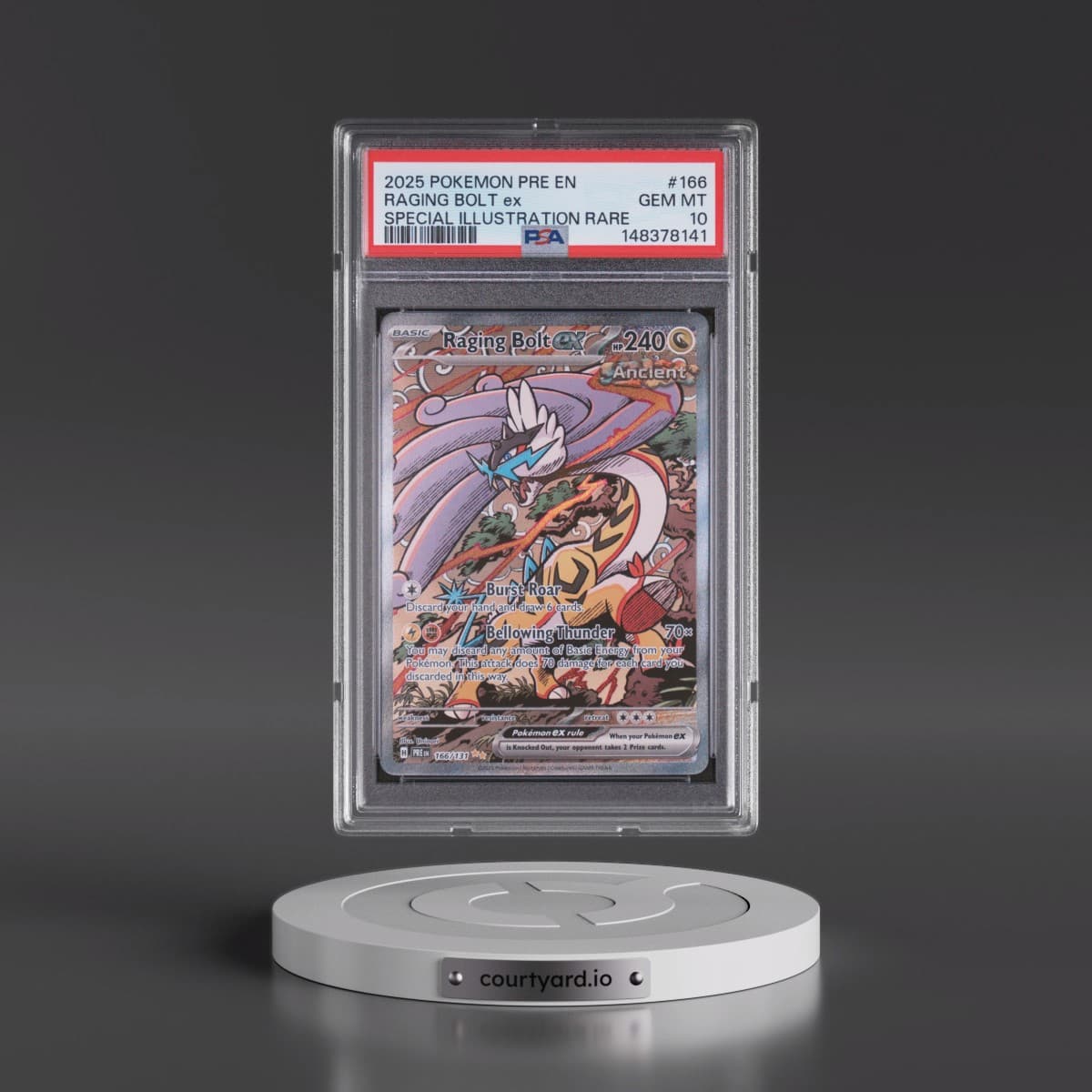 2025 Pokémon Pre EN-Prismatic Evolutions #166 Raging Bolt EX - Holo Special Illustration Rare (PSA 10 GEM MINT)