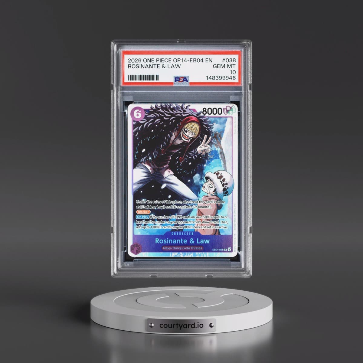 2026 One Piece OP14-EB04-the Azure Sea's Seven #038 Rosinante & Law (PSA 10 GEM MINT)