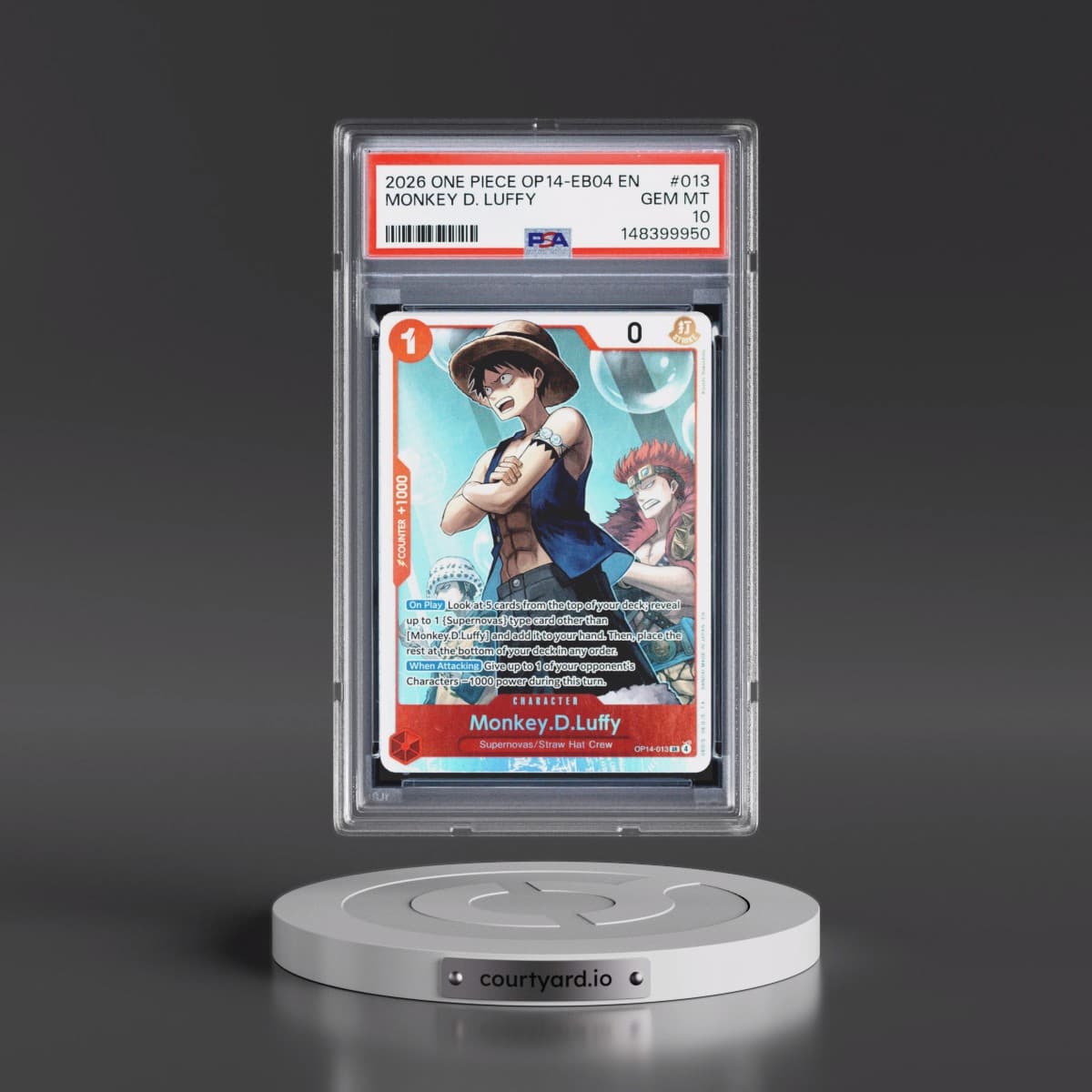2026 One Piece OP14-EB04-the Azure Sea's Seven #013 Monkey D. Luffy (PSA 10 GEM MINT)