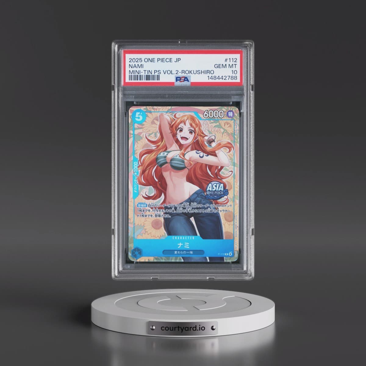 2025 One Piece Japanese Mini-Tin Pack Set Vol.2 #112 Nami - Koushi Rokushiro (PSA 10 GEM MINT)