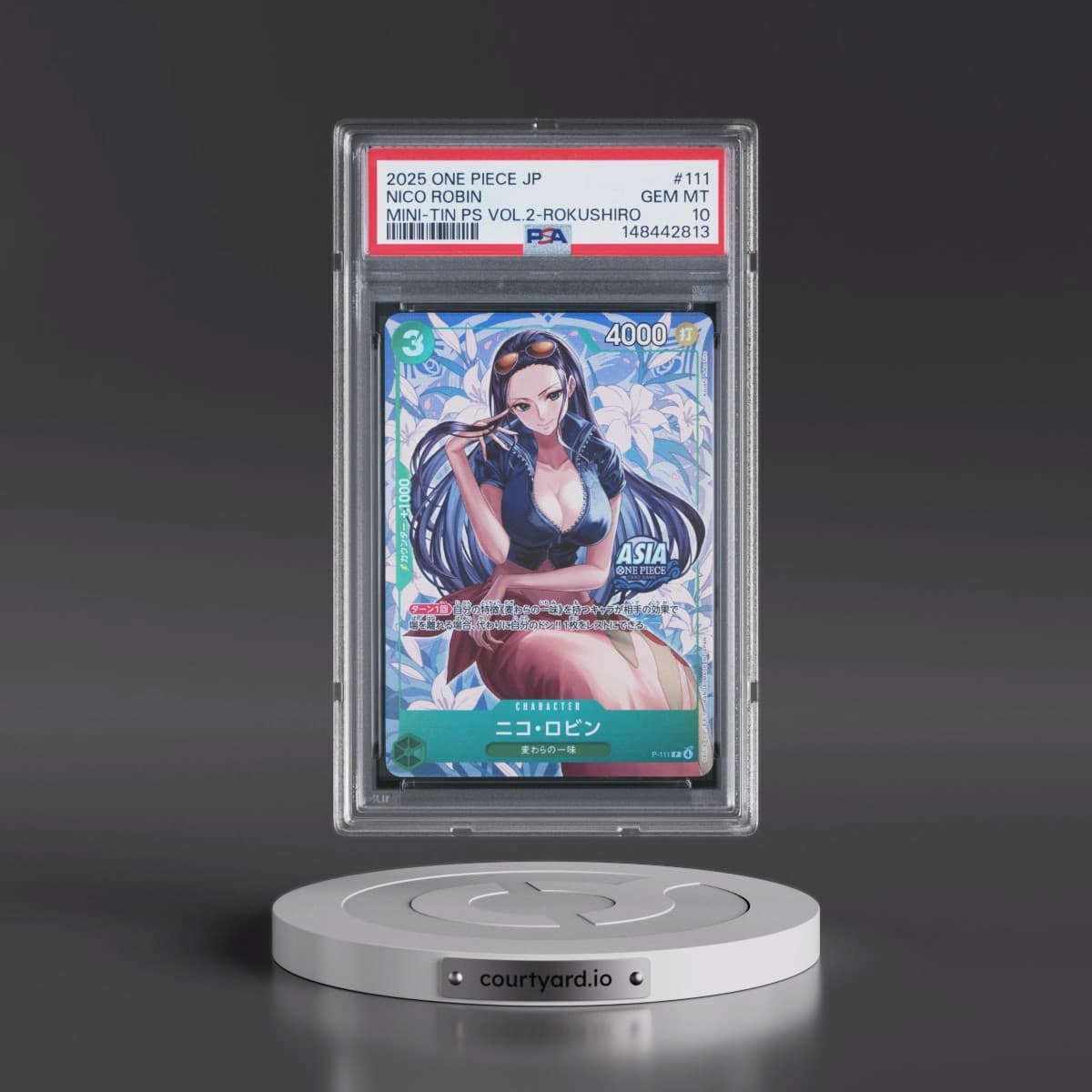 2025 One Piece Japanese Mini-Tin Pack Set Vol.2 #111 Nico Robin - Koushi Rokushiro (PSA 10 GEM MINT)